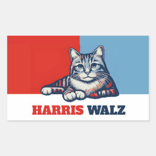 Sticker Rectangulaire Harris Walz 2024 Manifestement Chat