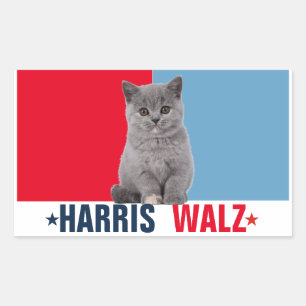 Sticker Rectangulaire Harris Walz 2024 Manifestement rouge bleu