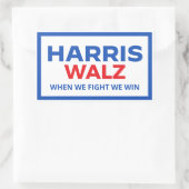 Sticker Rectangulaire Harris Walz 2024 - Quand nous combattons nous gagn (Sac)