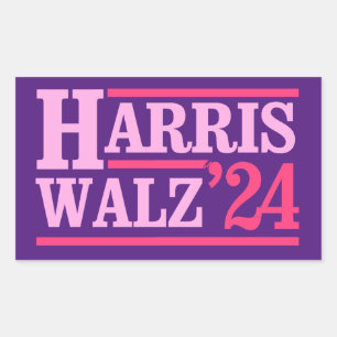 Sticker Rectangulaire Harris Walz 24 Rose