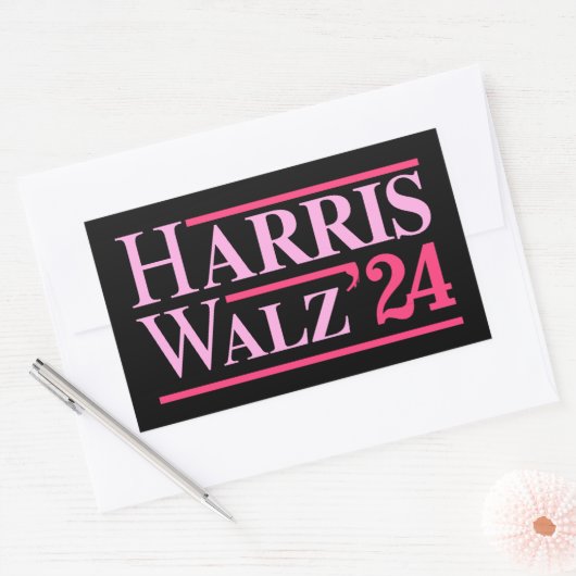Sticker Rectangulaire Harris Walz 24 Rose (Enveloppe)