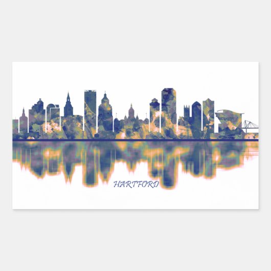 Sticker Rectangulaire Hartford Skyline (Devant)