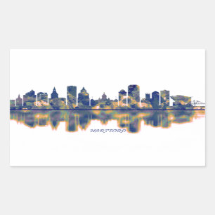 Sticker Rectangulaire Hartford Skyline