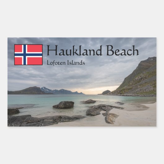 Sticker Rectangulaire Haukland Beach (Devant)