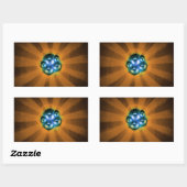 Sticker Rectangulaire Haut-parleurs de musique et sunburst orange (Feuille)