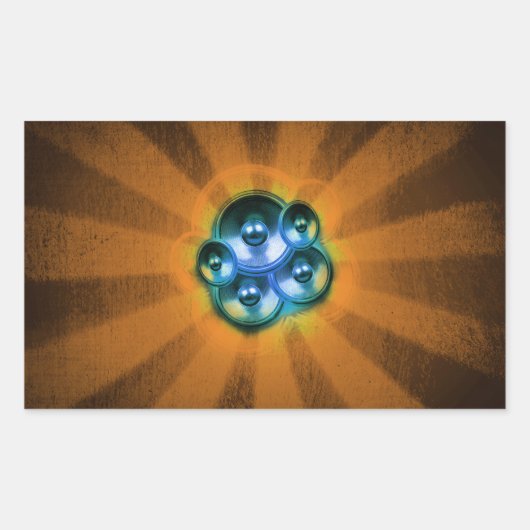 Sticker Rectangulaire Haut-parleurs de musique et sunburst orange (Devant)