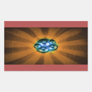 Sticker Rectangulaire Haut-parleurs de musique et sunburst orange