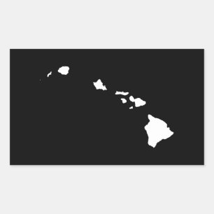Sticker Rectangulaire Hawaï en blanc et noir