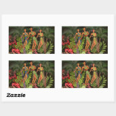 Sticker Rectangulaire Hawaii Aloha Palm Hula Art Design (Feuille)