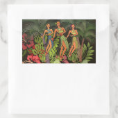 Sticker Rectangulaire Hawaii Aloha Palm Hula Art Design (Sac)