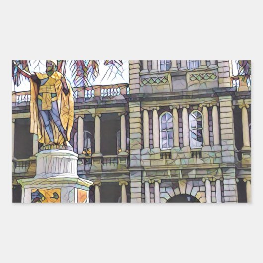 Sticker Rectangulaire Hawaii King Kamehameha Moderne (Devant)