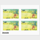 Sticker Rectangulaire Hazel Dormouse Manger Fraise Sauvage (Feuille)