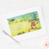 Sticker Rectangulaire Hazel Dormouse Manger Fraise Sauvage (Enveloppe)