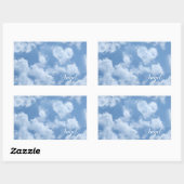 Sticker Rectangulaire Heart Cloud Ciel mignon Moderne Bleu Personnalisé  (Feuille)