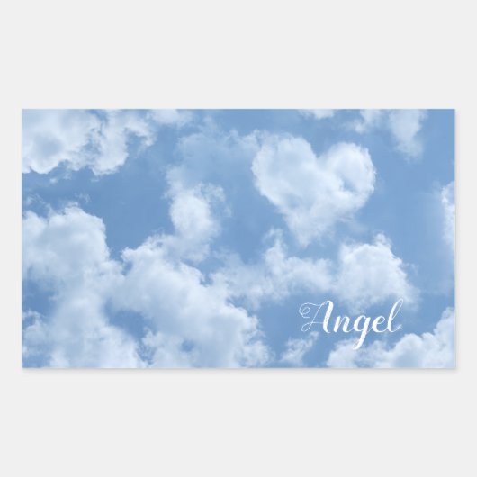 Sticker Rectangulaire Heart Cloud Ciel mignon Moderne Bleu Personnalisé  (Devant)