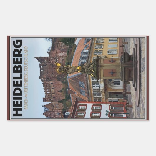 Sticker Rectangulaire Heidelberg - Statue et Château (Devant)
