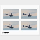 Sticker Rectangulaire Hélicoptère R44 rouge et blanc (Feuille)