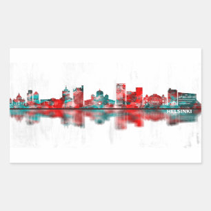 Sticker Rectangulaire Helsinki Finlande Skyline