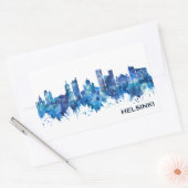 Sticker Rectangulaire Helsinki Finlande Skyline Blue (Enveloppe)