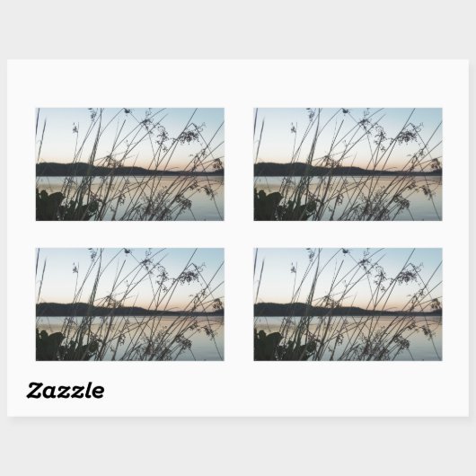 Sticker Rectangulaire Herbes au lac Sunset (Feuille)