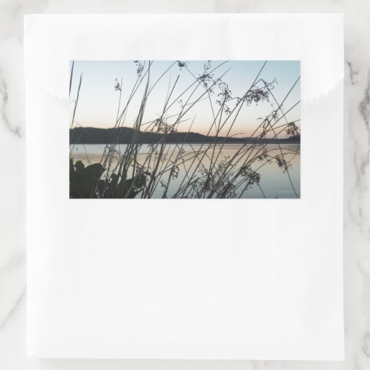 Sticker Rectangulaire Herbes au lac Sunset (Sac)