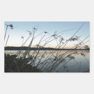 Sticker Rectangulaire Herbes au lac Sunset
