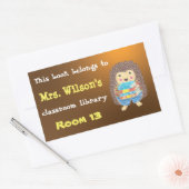Sticker Rectangulaire Hérisson avec livres Bibliothèque de classe Plaque (Enveloppe)