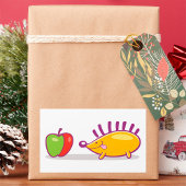 Sticker Rectangulaire Hérisson Et Pomme