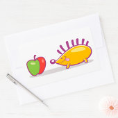 Sticker Rectangulaire Hérisson Et Une Pomme