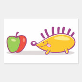 Sticker Rectangulaire Hérisson Et Une Pomme (Devant)