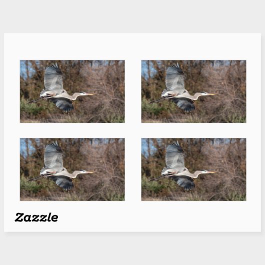 Sticker Rectangulaire Héron bleu en vol (Feuille)