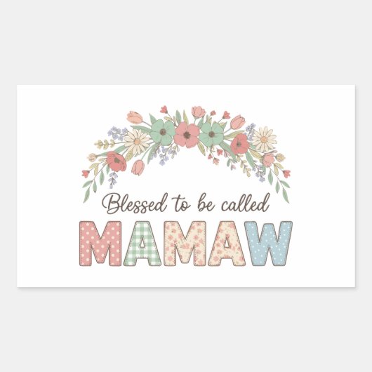 Sticker Rectangulaire Heureuse d'être appelée Mamaw (Devant)