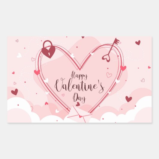 Sticker Rectangulaire Heureuse Sainte-Valentin (Devant)