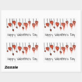 Sticker Rectangulaire Heureuse Sainte-Valentin des Coeurs d'aquarelle ro (Feuille)