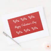 Sticker Rectangulaire Heureuse Sainte-Valentin Rouge et blanc Script Flo (Enveloppe)