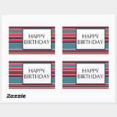 Sticker Rectangulaire heureux anniversaire (wineStripes) (Feuille)