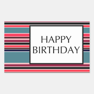 Sticker Rectangulaire heureux anniversaire (wineStripes)