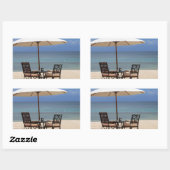 Sticker Rectangulaire Heureux dehors (Feuille)