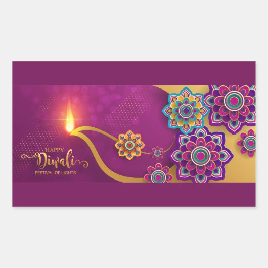 Sticker Rectangulaire Heureux Diwali (Devant)