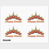 Sticker Rectangulaire Heureux Diwali Deepas (Feuille)