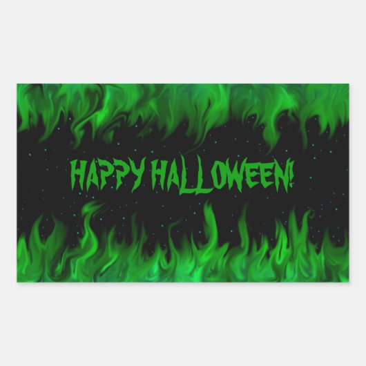 STICKER RECTANGULAIRE HEUREUX HALLOWEEN ! (Devant)