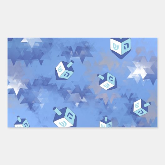 Sticker Rectangulaire Heureux Hanoukka Falling Star et Dreidels (Devant)