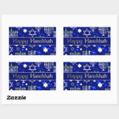 Sticker Rectangulaire Heureux Hanoukka Menorah (Feuille)