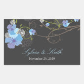 Sticker Rectangulaire Hibiscus bleu Mariage floral (Devant)