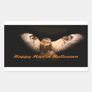 Sticker Rectangulaire Hibou de Halloween en vol