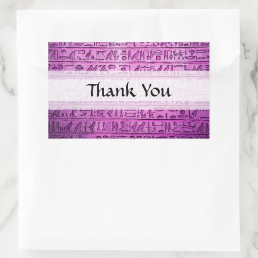Sticker Rectangulaire Hiéroglyphes égyptiens anciens Merci violet (Sac)