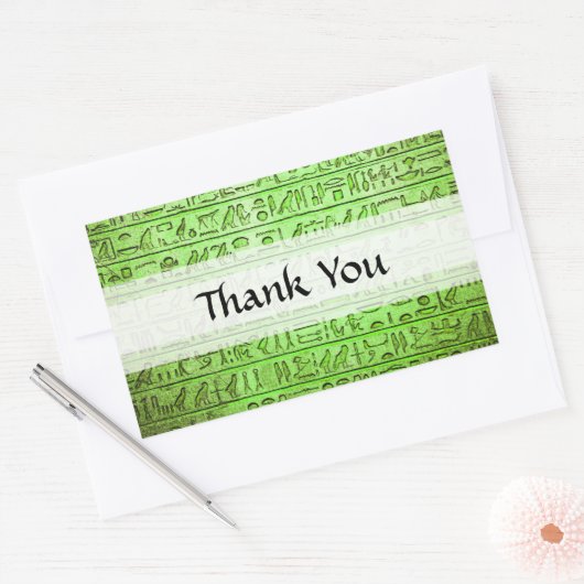 Sticker Rectangulaire Hiéroglyphes égyptiens anciens Vert (Enveloppe)