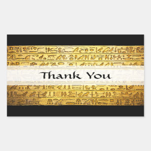 Sticker Rectangulaire Hiéroglyphes égyptiens "Merci" Chariots jaunes