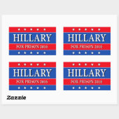 STICKER RECTANGULAIRE "HILLARY FOR PRISON 2016" (Feuille)