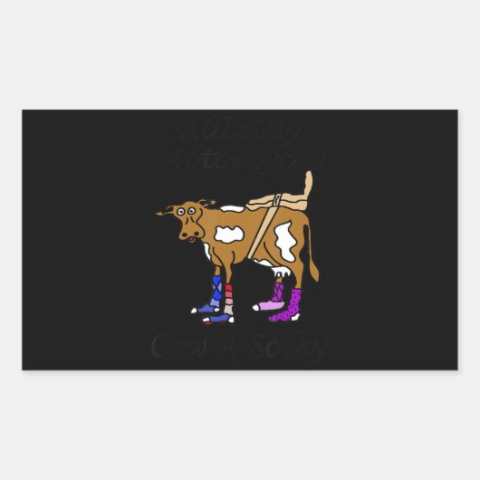 Sticker Rectangulaire Hillbilly Motorcycle Drôle Cadeau Vache Pour Vélos (Devant)